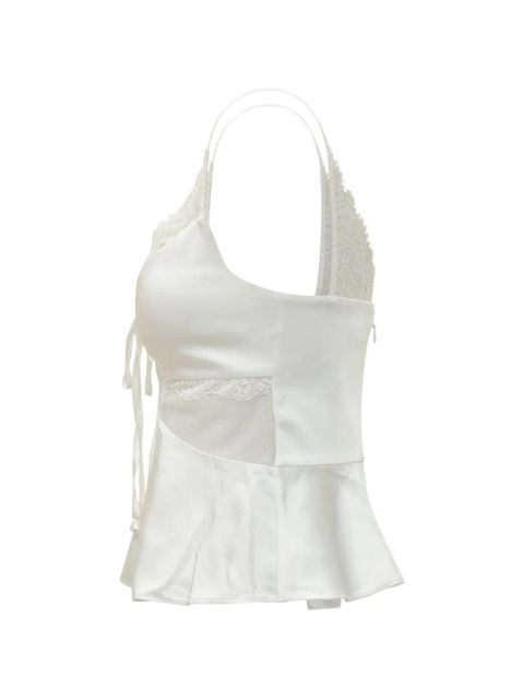 Self-Portrait satin lace top - White