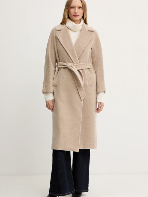 Weekend Max Mara płaszcz z dodatkiem wełny TEMPERA kolor brązowy 2525016082600 - zdjęcie produktu nr 1