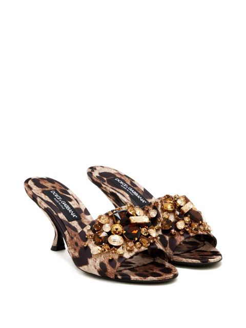 Dolce & Gabbana leopard jewelled sandals - Brown - zdjęcie produktu nr 2