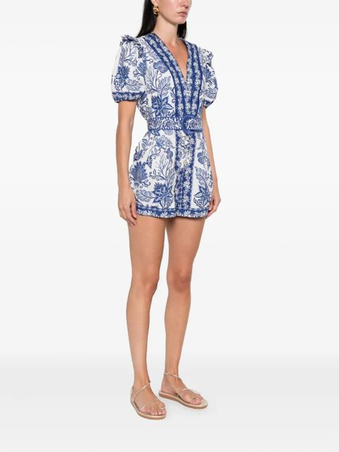 FARM Rio Shell Garden playsuit - White