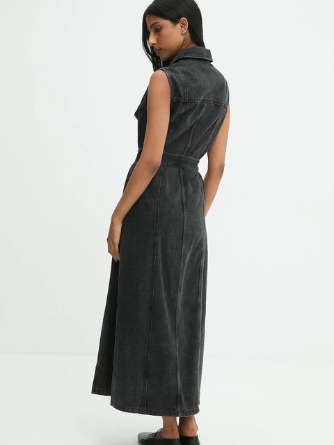 Answear.LAB sukienka jeansowa kolor czarny maxi prosta - zdjęcie produktu nr 2