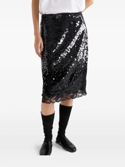 Prada sequin-embellished straight skirt - Black