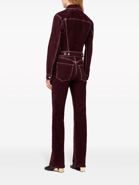 Rabanne high-waist straight-leg velvet trousers - Red