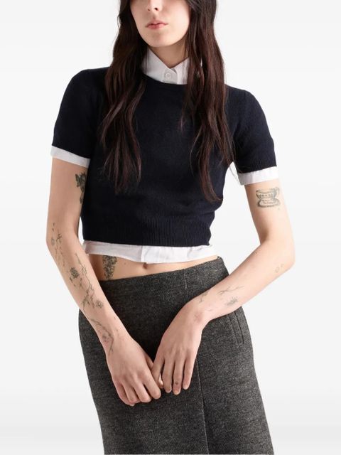 Prada short-sleeve crew-neck sweater - Blue - zdjęcie produktu nr 2