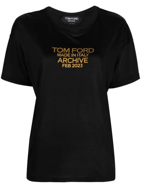 TOM FORD logo-print silk T-shirt - Black - zdjęcie produktu nr 1