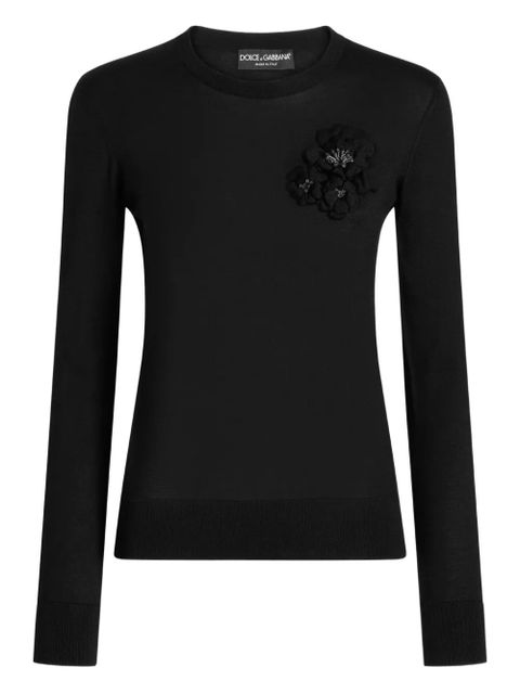Dolce & Gabbana floral-appliqué sweater - Black - zdjęcie produktu nr 1