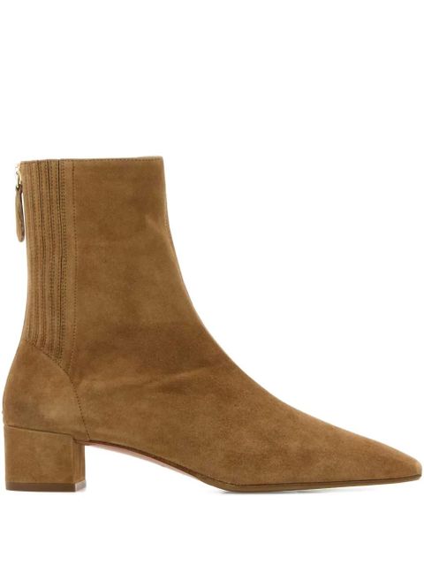 Aquazzura 35mm Saint Honorè suede block-heel ankle boots - Brown - zdjęcie produktu nr 1