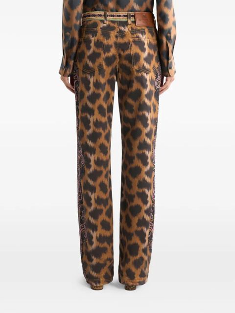 ETRO animal-motif bootcut jeans - Brown