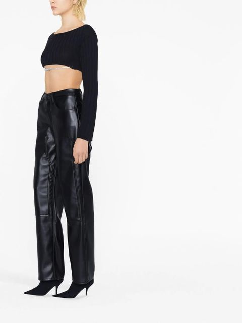 GCDS logo-chain cropped knitted top - Black - zdjęcie produktu nr 2