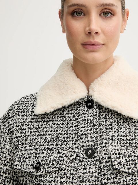 United Colors of Benetton kurtka koszulowa z wełną kolor szary przejściowa oversize