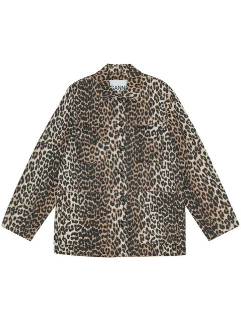 GANNI leopard-print canvas shirt jacket - Brown - zdjęcie produktu nr 1