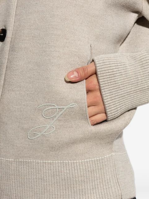 Jacquemus logo-embroidered button-up sweater - Neutrals