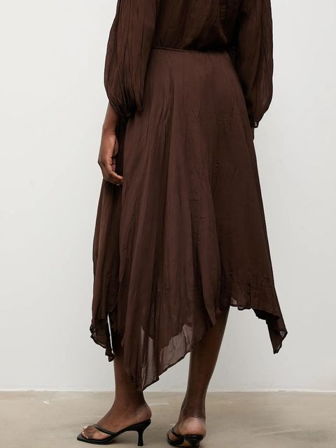 Answear.LAB spódnica kolor brązowy midi rozkloszowana