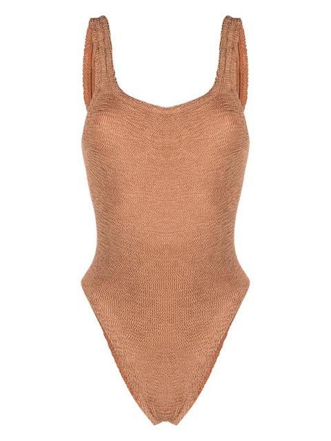Hunza G open-back crinkled-finish swimsuit - Brown - zdjęcie produktu nr 1
