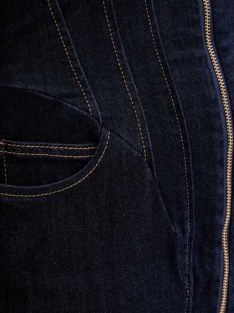 Bardot sukienka jeansowa kolor granatowy maxi rozkloszowana 91426DB