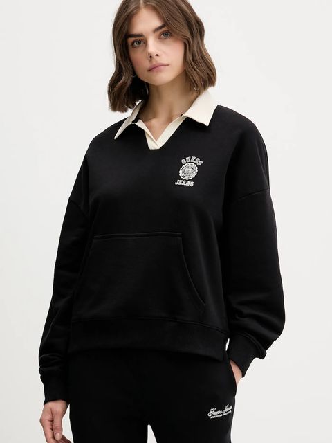 Guess Jeans bluza bawełniana damska kolor czarny z nadrukiem W5YQ16 K68I4 - zdjęcie produktu nr 1