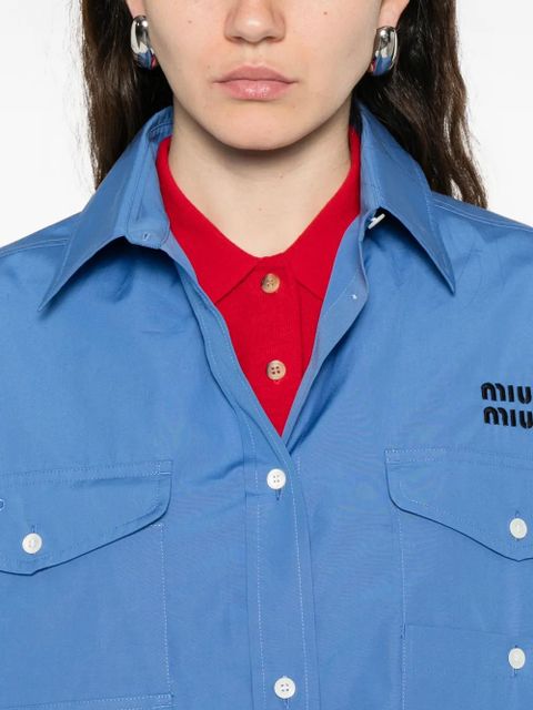 Miu Miu logo-embroidered shirt - Blue