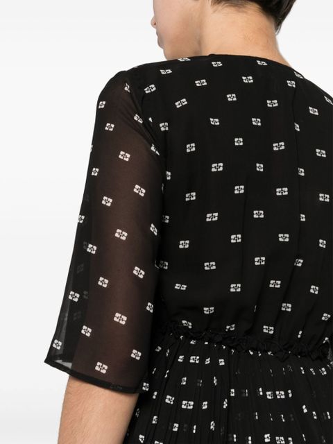 GANNI graphic-print V-neck pleated blouse - Black