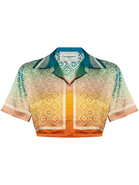 Casablanca Gradient Monogram silk cropped top - Orange - zdjęcie produktu nr 1