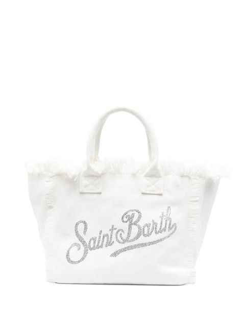 MC2 Saint Barth strass-embellished frayed tote bag - White - zdjęcie produktu nr 1