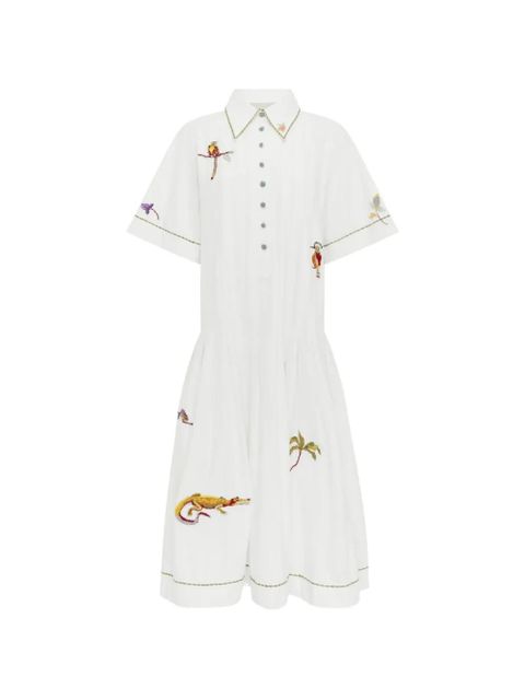 ALEMAIS Camelia embroidered pleated shirtdress - White - zdjęcie produktu nr 1