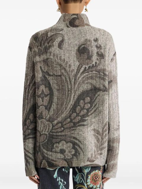 ETRO paisley-pattern ribbed sweater - Grey