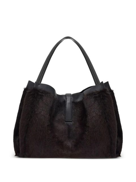 Ferragamo mink-effect leather tote bag - Brown