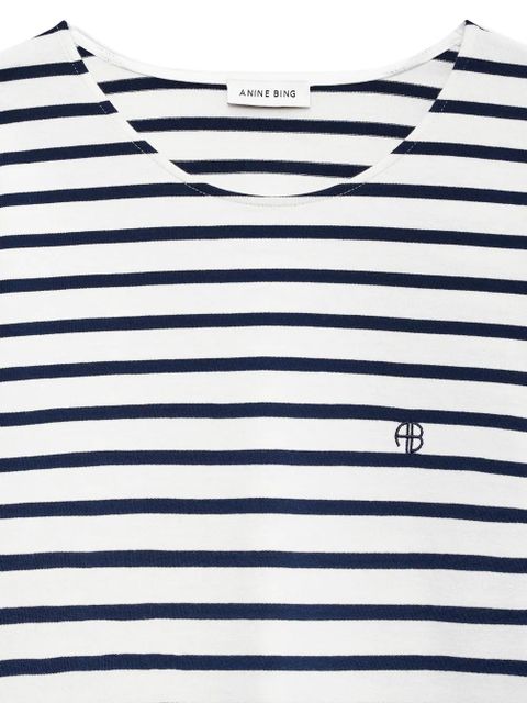 ANINE BING striped-pattern long-sleeved T-shirt - White