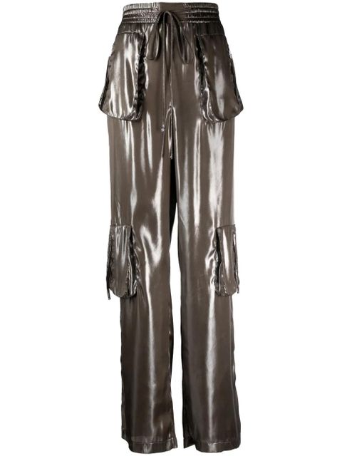 Blumarine high-waisted high-shine trousers - Green - zdjęcie produktu nr 1