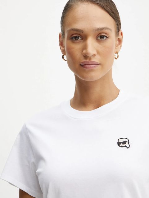 Karl Lagerfeld t-shirt bawełniany IKON damski kolor biały A1W17025