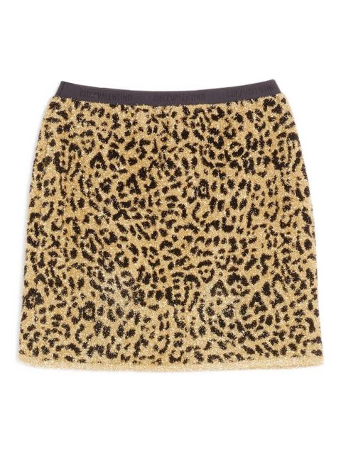 Valentino Garavani leopard-print lurex miniskirt - Yellow