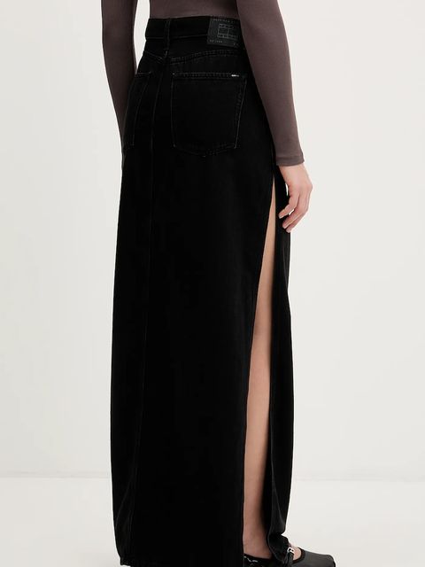 Tommy Jeans spódnica jeansowa kolor czarny maxi prosta DW0DW22119