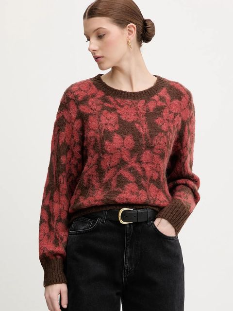 United Colors of Benetton sweter z dodatkiem moheru damski kolor bordowy 1VAAE10F3 - zdjęcie produktu nr 1