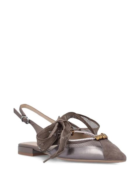 PINKO point-toe ribbon-detail ballet flats - Brown