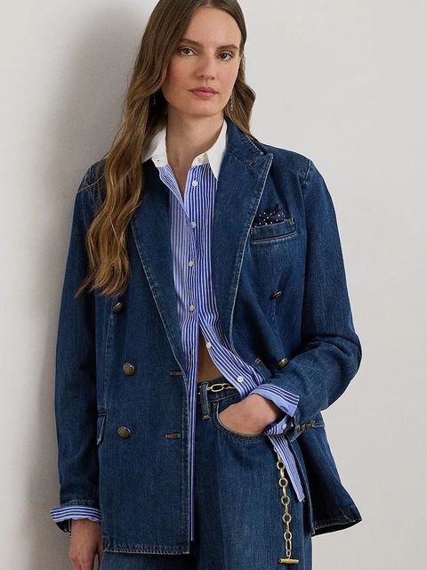 Lauren Ralph Lauren marynarka garniturowa damska bawełniana - zdjęcie produktu nr 1