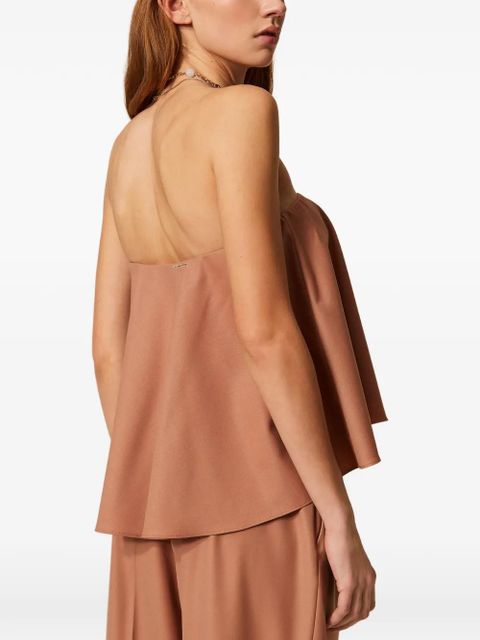 TWINSET high-low strapless top - Brown