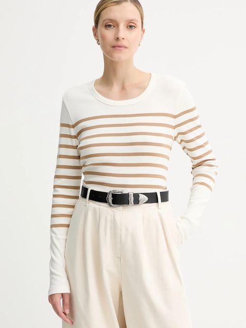 Marc O'Polo longsleeve bawełniany kolor beżowy 508207452151 - zdjęcie produktu nr 1