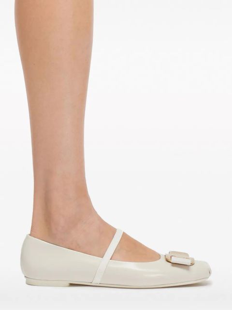 Ferragamo New Vara-bow lambskin ballerina shoes - White