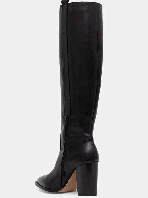 Jonak kozaki skórzane PECHE CUIR damskie kolor czarny na słupku 3700034