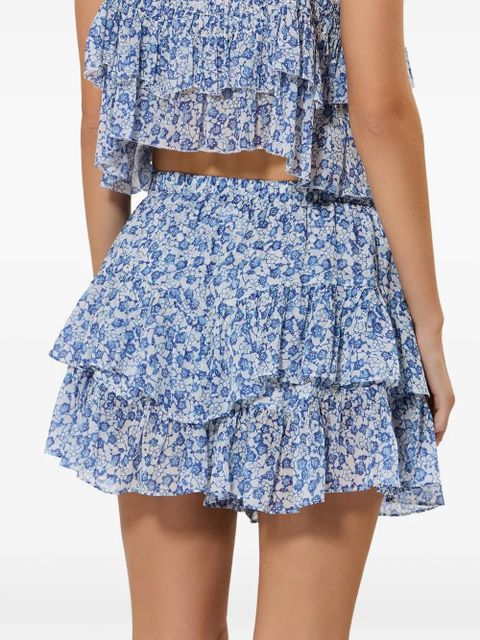 MARANT ÉTOILE JOCADIA ruffled floral-print mini shorts - Blue