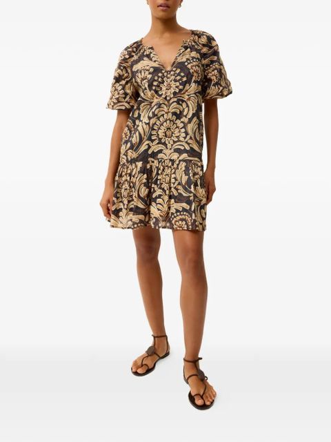 Marie Oliver Greta baroque-print tiered dress - Black - zdjęcie produktu nr 2