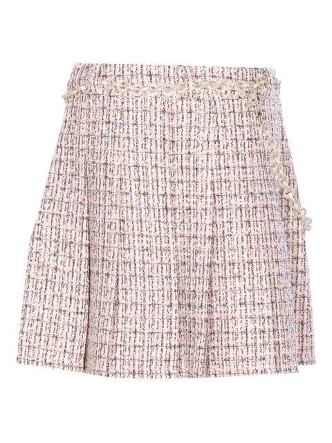 Self-Portrait crystal-embellished tweed mini skirt - Pink - zdjęcie produktu nr 1