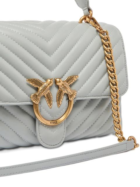 PINKO medium Love chevron-quilted appliqué tote bag - Blue