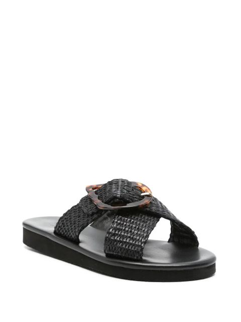 Ancient Greek Sandals Thais straw slides - Black - zdjęcie produktu nr 2