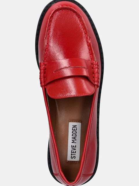 Steve Madden mokasyny skórzane Adison damskie kolor czerwony na płaskim obcasie 11004736