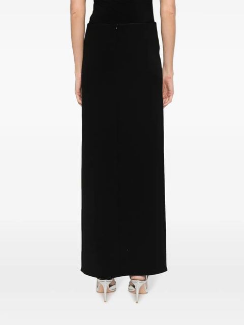 Magda Butrym floral-appliqué wool-blend skirt - Black