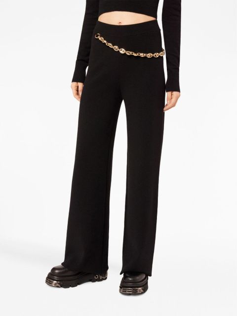 Rabanne chainmail-detail wool-cashmere trousers - Black