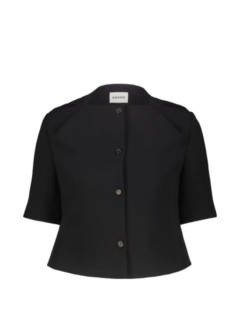 KHAITE Franc folded-neckline peplum jacket - Black - zdjęcie produktu nr 1