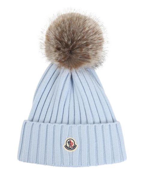 Moncler ribbed-knit pom-pom beanie - Blue