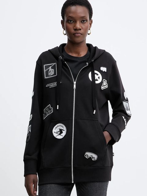 MICHAEL Michael Kors bluza bawełniana damska kolor czarny z kapturem z aplikacją MF551WQ4MY